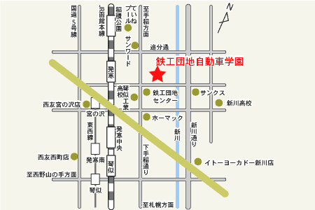 鉄工団地自動車学園アクセスマップ