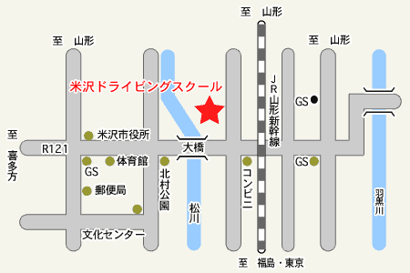 米沢ドライビングスクールアクセスマップ